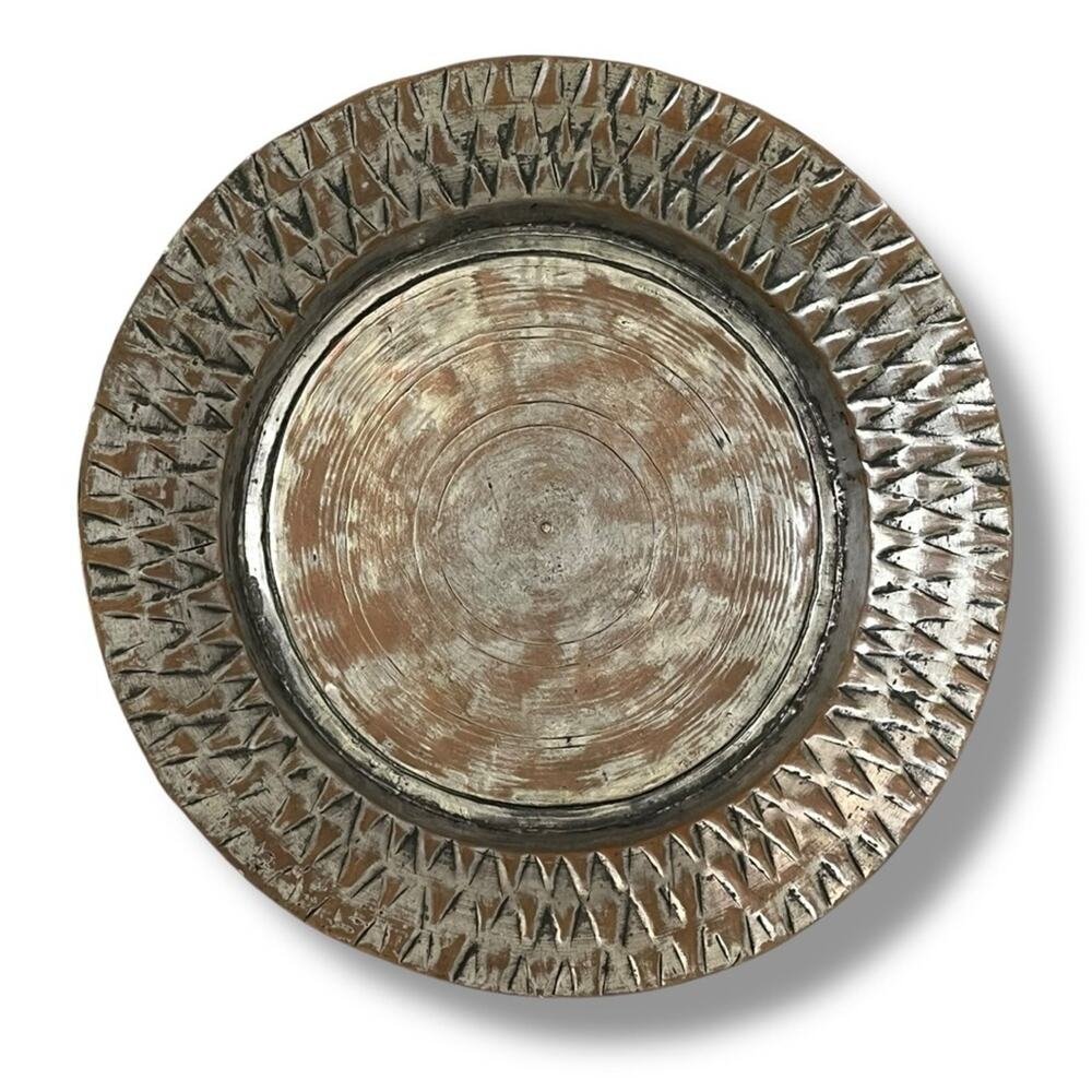 Rare Antique tinned copper mixed metal serving dish bowl tray plate wall hanging